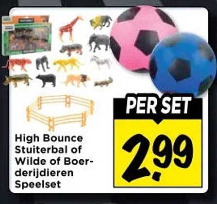High Bounce Stuiterbal of Wilde of Boerderij dieren Speelset