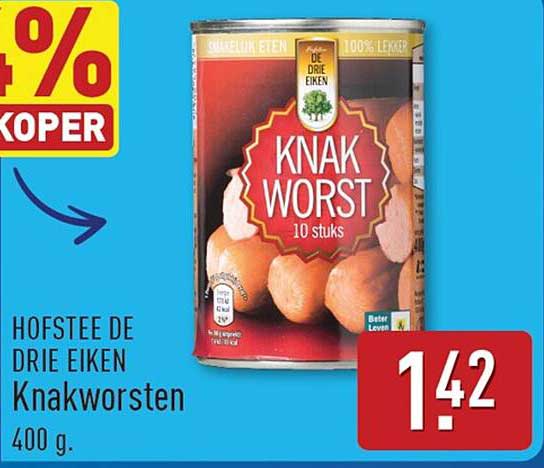 HOFSTEE DE DRIE EIKEN Knakworsten 400 g. 1/2 KOPER