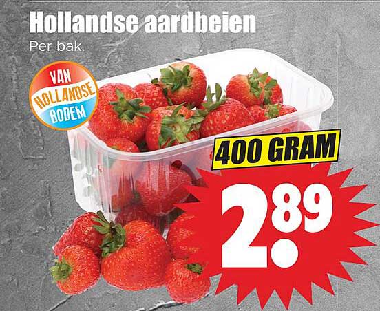 Hollandse aardbeien Per bak. 400 gram
