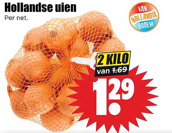 Hollandse uien Per net. 2 kilo