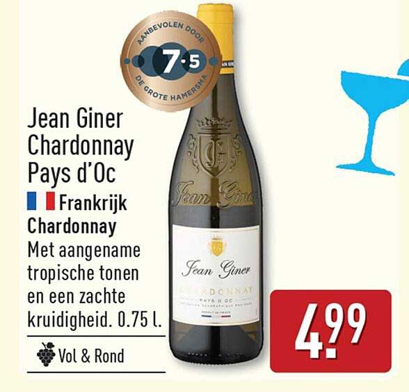 Jean Giner Chardonnay Pays d'Oc Frankrijk Chardonnay Vol & Rond