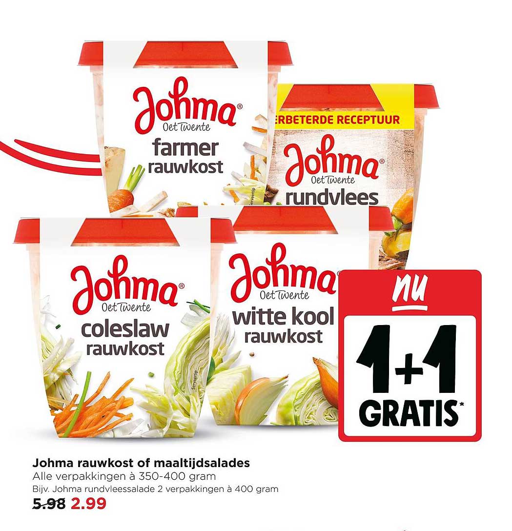 Johma rauwkost of maaltijdsalades 1+1 GRATIS