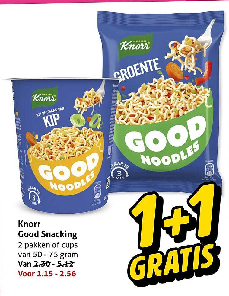 Knorr Good Snacking 2 pakken of cups van 50 - 75 gram 1+1 gratis