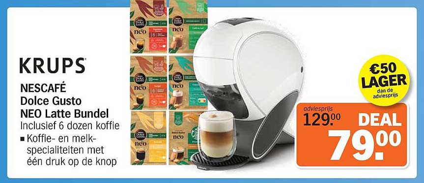 KRUPS NESCAFÉ Dolce Gusto NEO Latte Bundel Inclusief 6 dozen koffie
