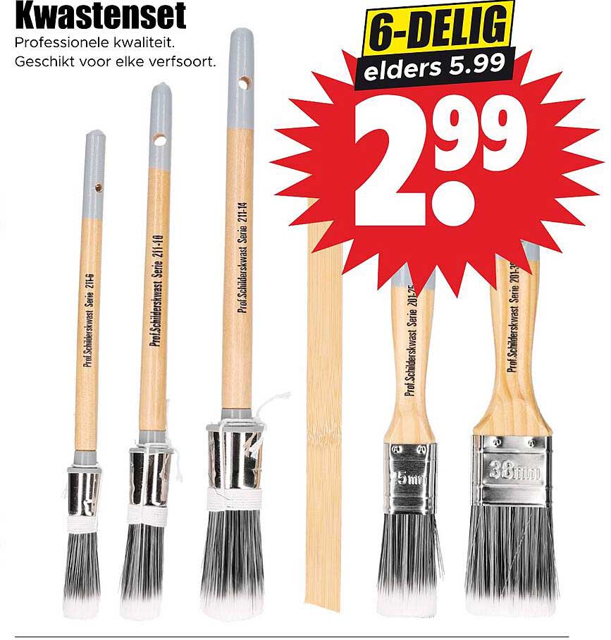 Kwastenset 6-delig elders 5.99