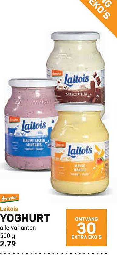 Laitois Yoghurt alle varianten 500 g ONTVANG 30 EXTRA EKO'S