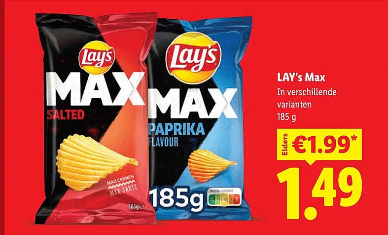 LAY's Max in verschillende varianten 185 g