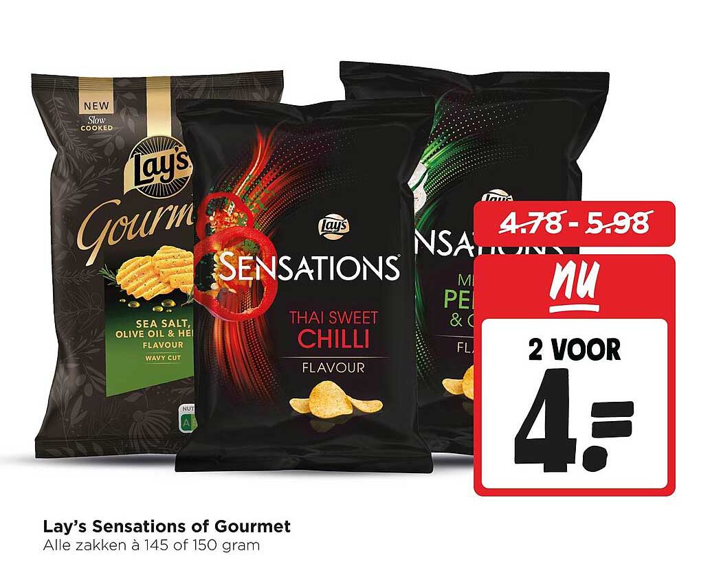 Lay’s Sensations of Gourmet Alle zakken à 145 of 150 gram