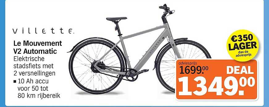 Le Mouvement V2 Automatic Elektrische stadsfiets met 2 versnellingen 10 Ah accu voor 50 tot 80 km rijbereik