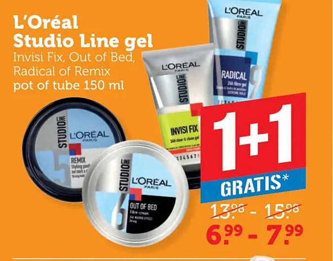 L'Oréal Studio Line gel Invisi Fix, Out of Bed, Radical of Remix pot of tube 150 ml 1+1 GRATIS*