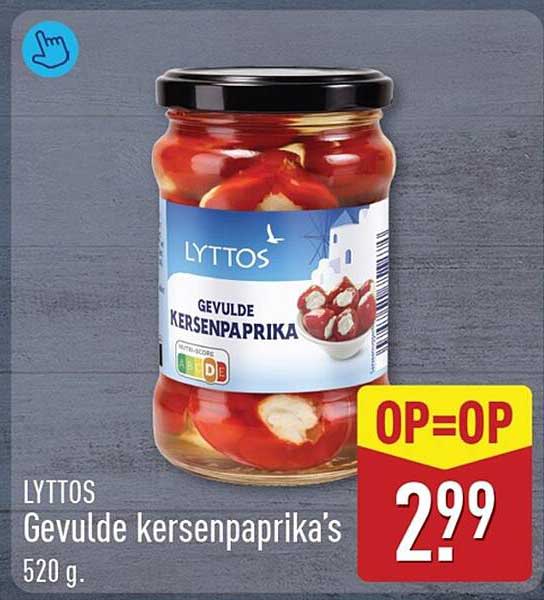 LYTTOS Gevulde kersenpaprika's 520 g. OP=OP