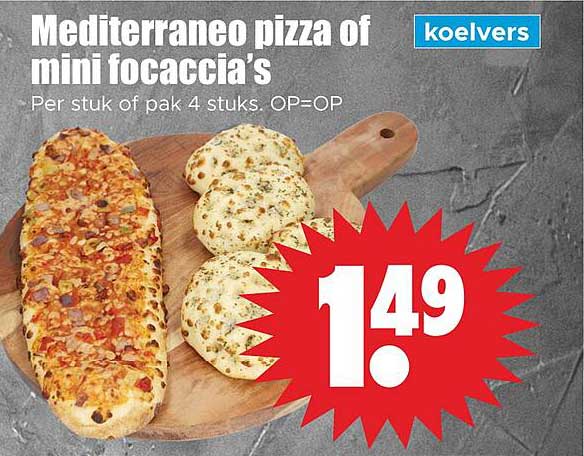 Mediterraneo pizza of mini focaccia’s
