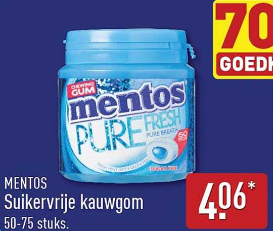 MENTOS Suikervrije kauwgom 50-75 stuks.