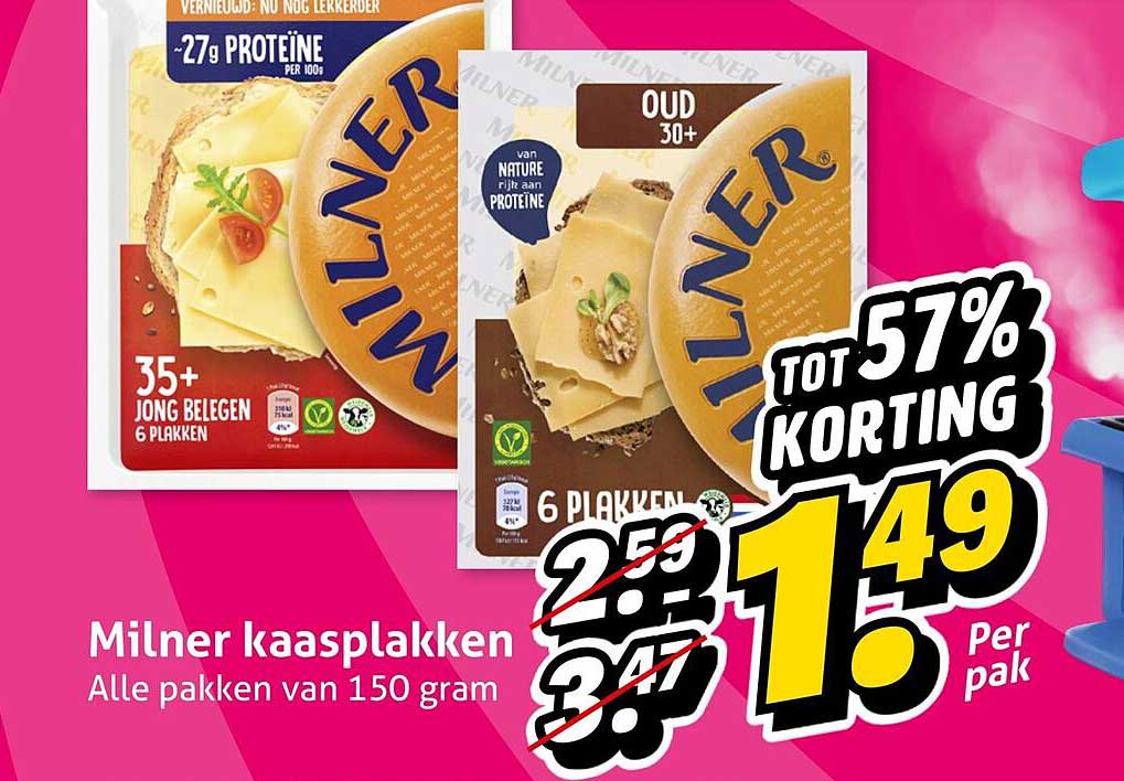 Milner kaasplakken Alle pakken van 150 gram