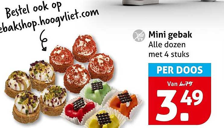 Mini gebak Alle dozen met 4 stuks PER DOOS