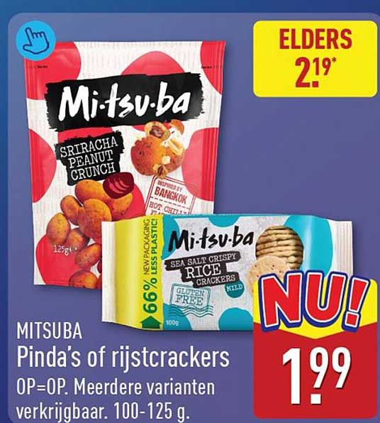Mitsuba Pinda's of rijstcrackers OP=OP. Meerdere varianten verkrijgbaar. 100-125 g.