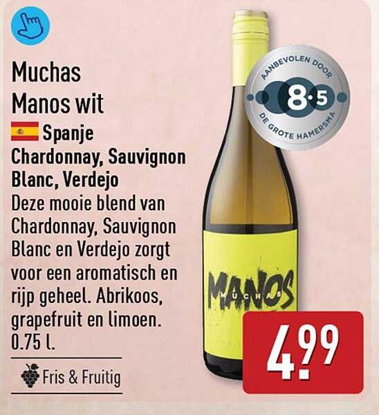 Muchas Manos wit Spanje Chardonnay, Sauvignon Blanc, Verdejo