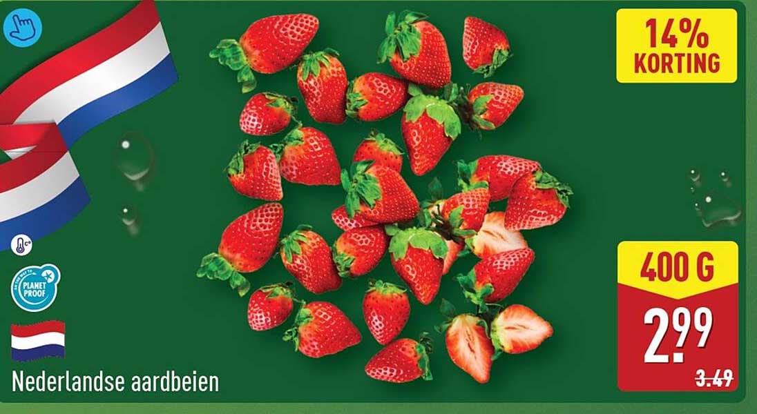 Nederlandse aardbeien 14% korting