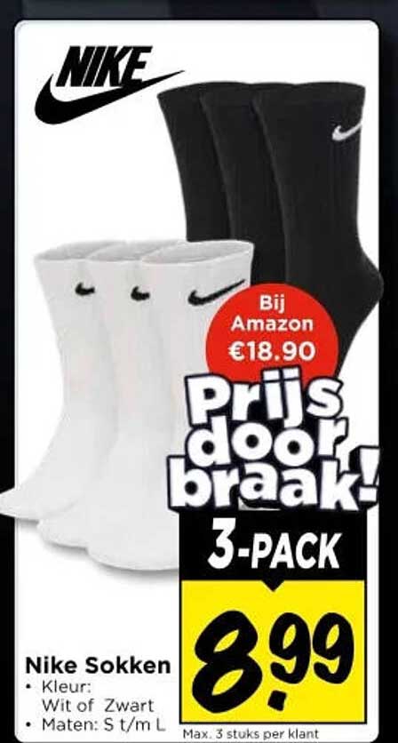 Nike Sokken Prijs doorbraak! 3-PACK