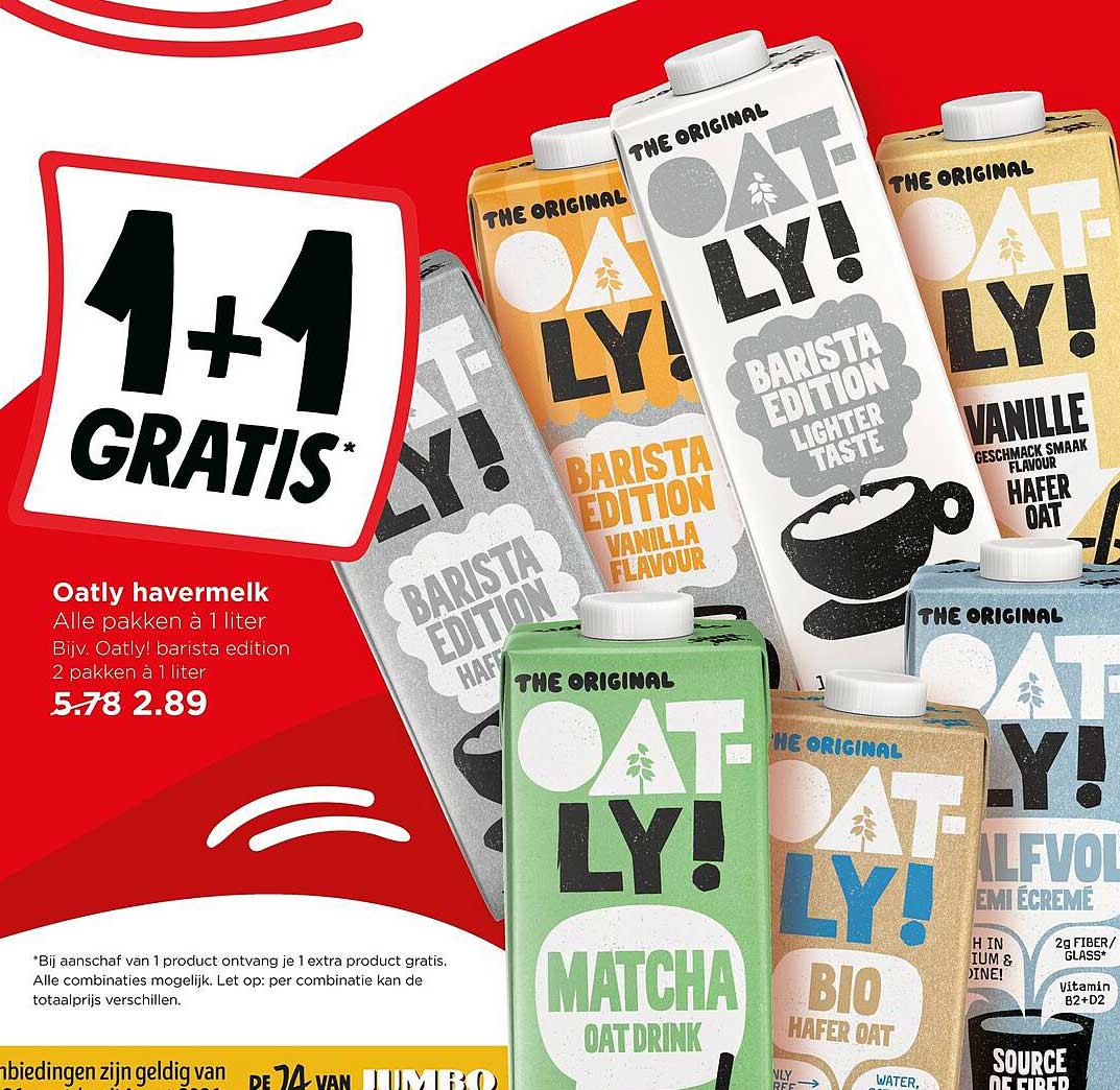 Oatly havermelk 1+1 gratis