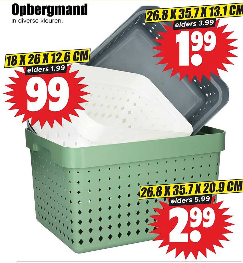 Opbergmand In diverse kleuren.