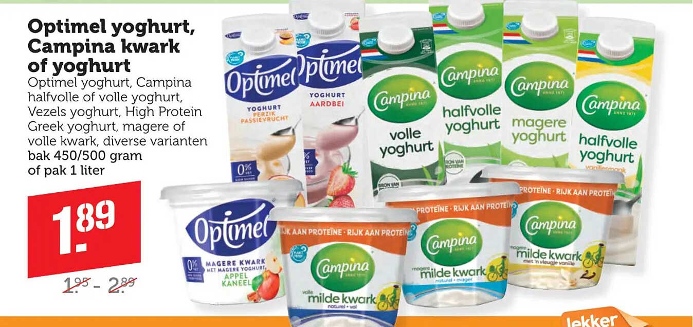 Optimel yoghurt, Campina kwark of yoghurt