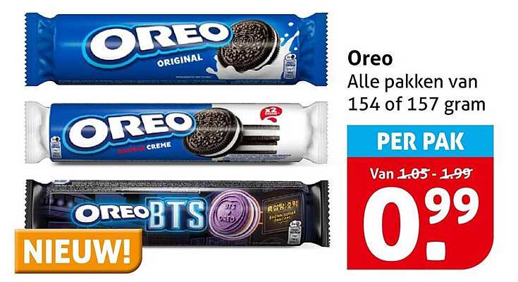 Oreo Alle pakken van 154 of 157 gram