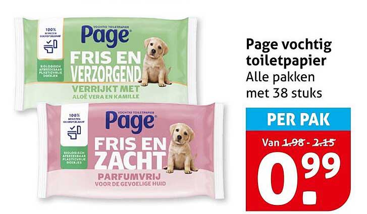 Page vochtig toiletpapier Alle pakken met 38 stuks PER PAK