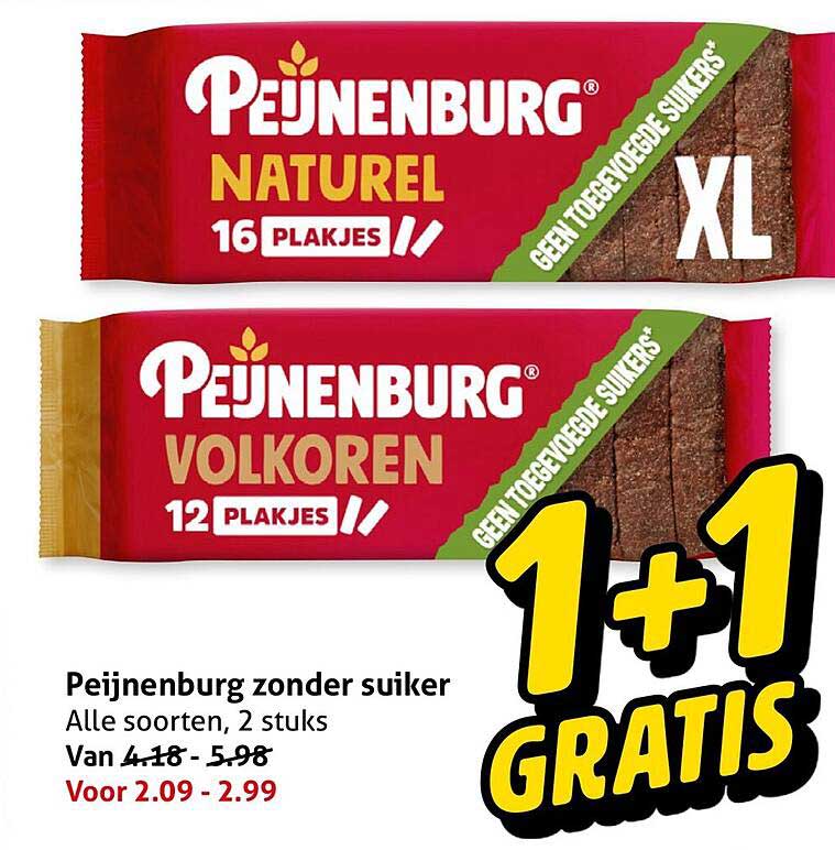 Peijnenburg zonder suiker Alle soorten, 2 stuks 1+1 GRATIS