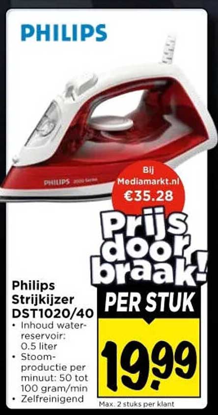 Philips Strijkijzer DST1020/40 Prijs doorbraak! PER STUK