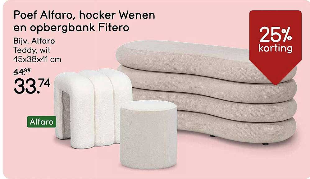 Poef Alfaro, hocker Wenen en opbergbank Fitero