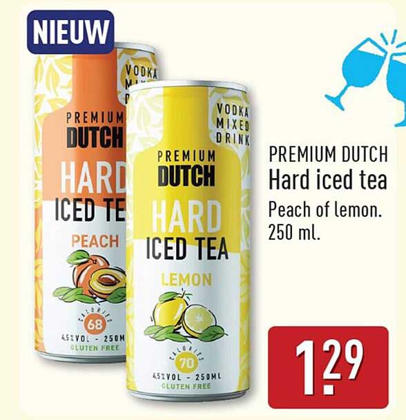 PREMIUM DUTCH Hard iced tea Peach of lemon. 250 ml.