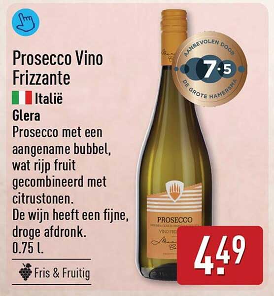 Prosecco Vino Frizzante Italië Glera
