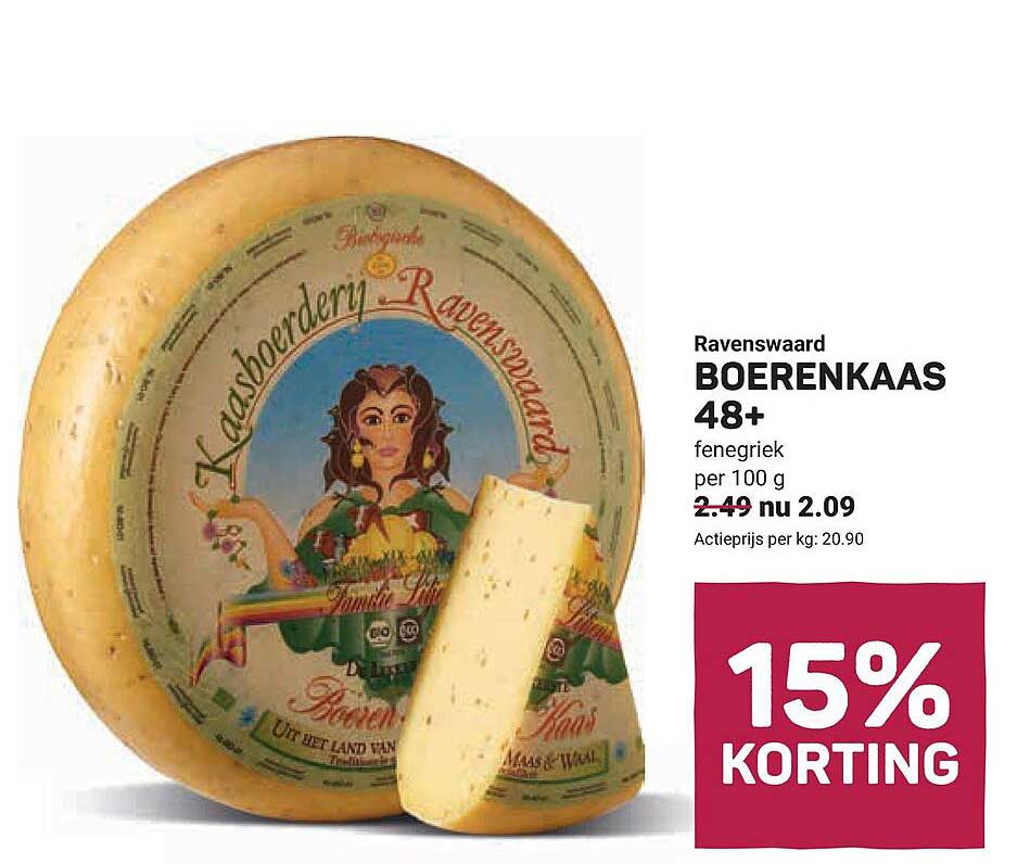 Ravenswaard BOERENKAAS 48+ fenegreek per 100 g 15% KORTING