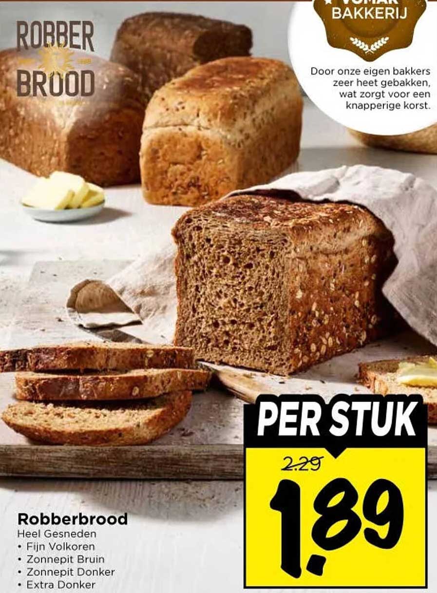 Robberbrood Heel Gesneden • Fijn Volkoren • Zonnepit Bruin • Zonnepit Donker • Extra Donker