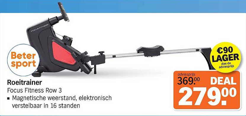 Roeitrainer Focus Fitness Row 3 €90 LAGER dan adviesprijs