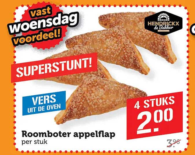 Roomboter appelflap per stuk 4 stuks 2.00
