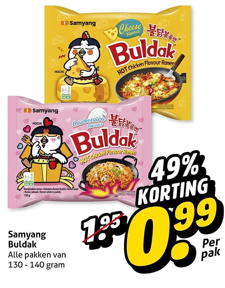 Samyang Buldak Alle pakken van 130 - 140 gram 49% KORTING