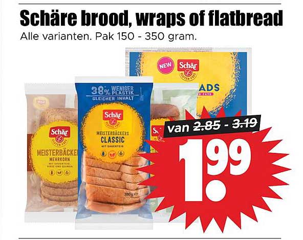 Schär brood, wraps of flatbread