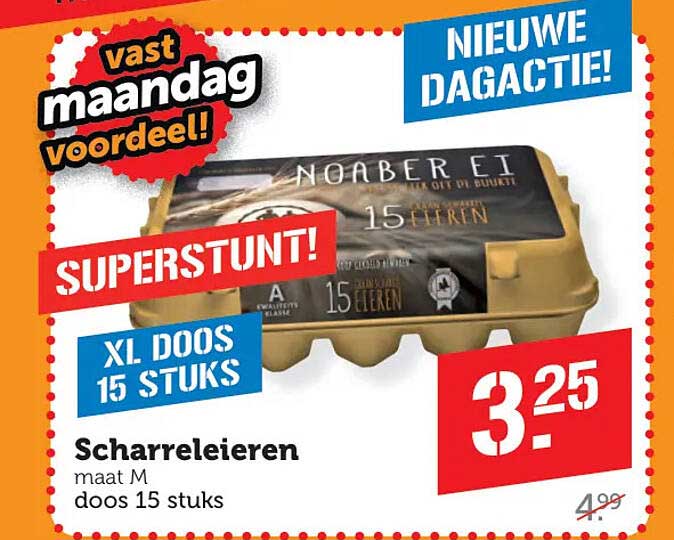 Scharreleieren maat M doos 15 stuks XL. doos 15 stuks SUPERSTUNT!