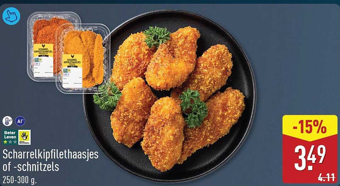 Scharrelkipfilethaasjes of -schnitzels