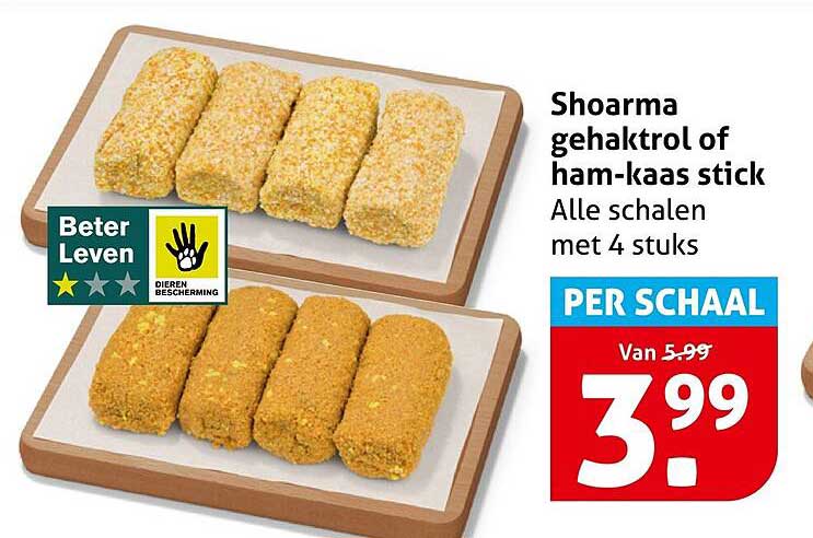 Shoarma gehaktrol of ham-kaas stick - PER SCHAAL