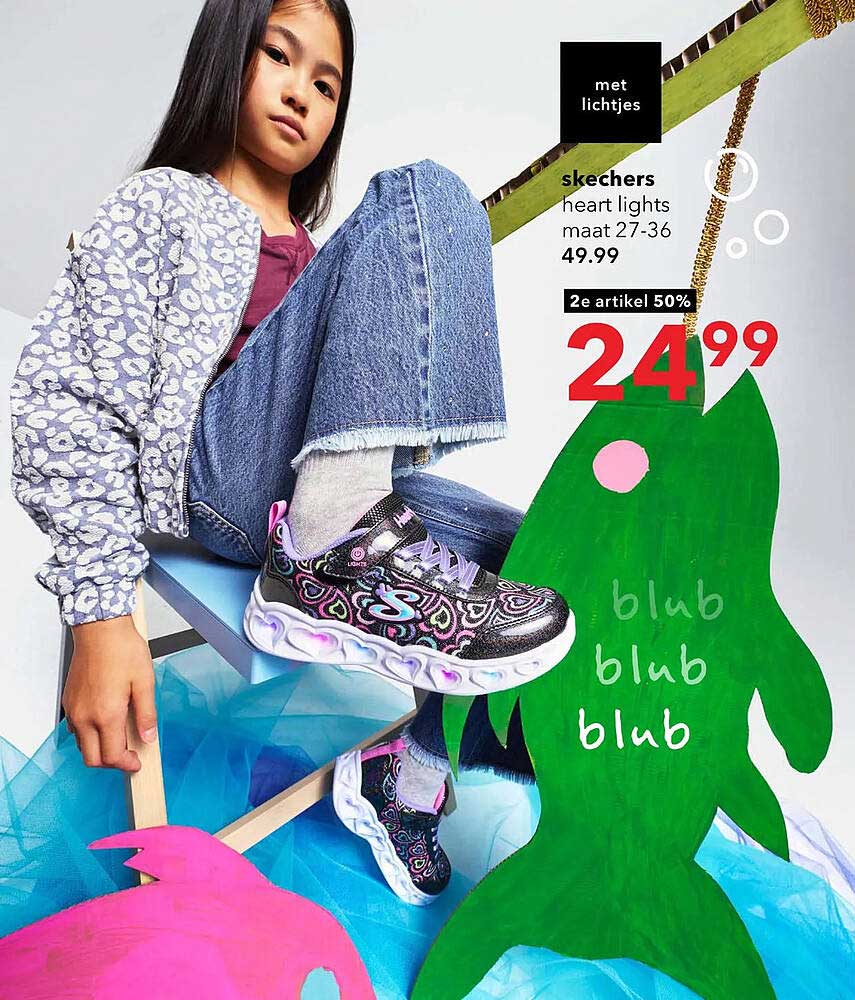 skechers heart lights maat 27-36 2e artikel 50%