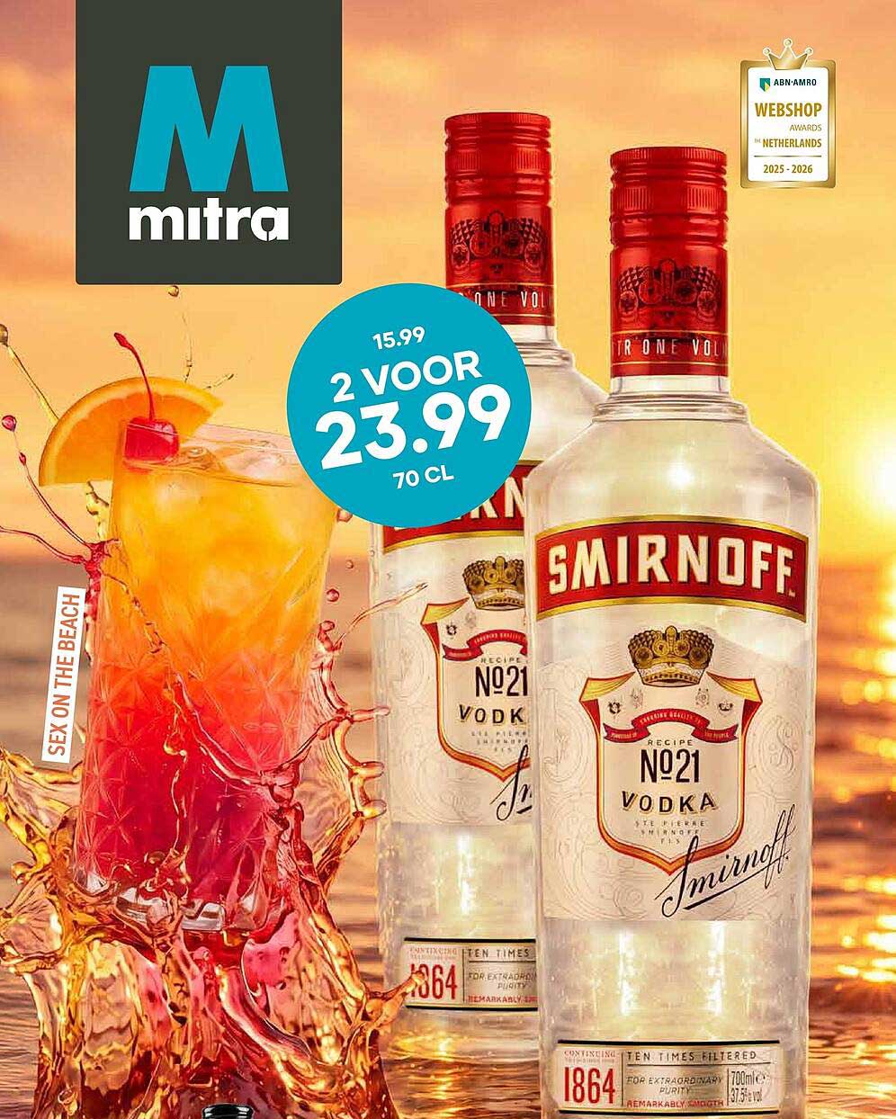 Smirnoff No.21 Vodka 70 cl 2 voor 23.99
