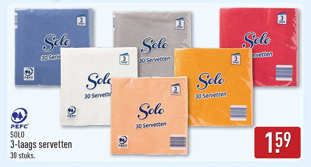 SOLO 3-laags servetten 30 stuks.