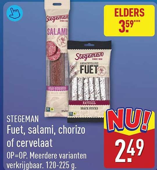 STEGEMAN Fuet, salami, chorizo of cervelaat