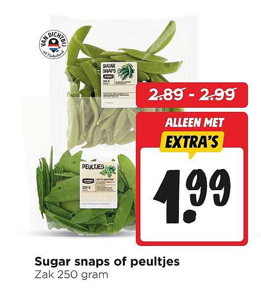 Sugar snaps of peultjes Zak 250 gram