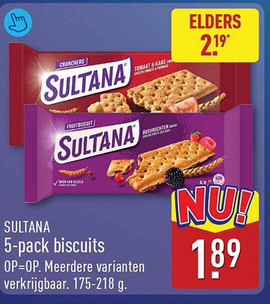 SULTANA 5-pack biscuits OP=OP. Meerdere varianten verkrijgbaar. 175-218 g.