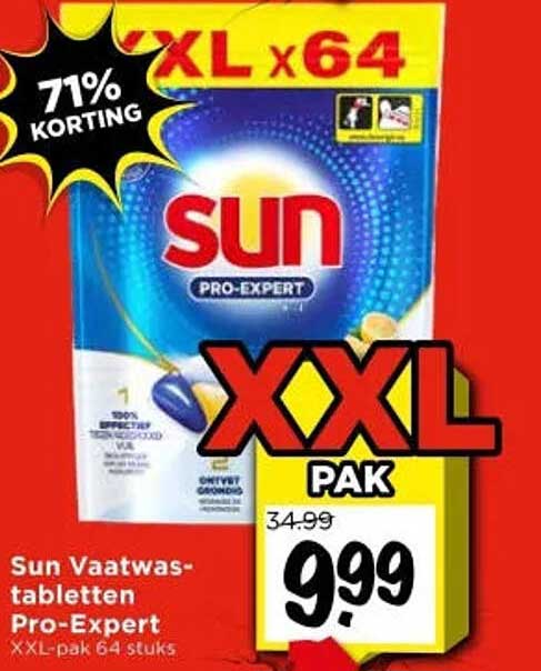 Sun Vaatwas-tabletten Pro-Expert XXL-pak 64 stuks 71% KORTING
