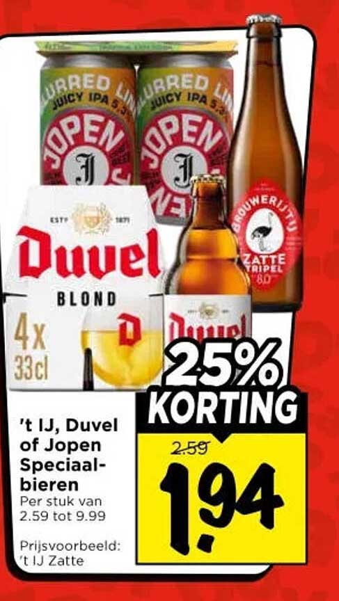 't IJ, Duvel of Jopen Speciaal-bieren 25% KORTING